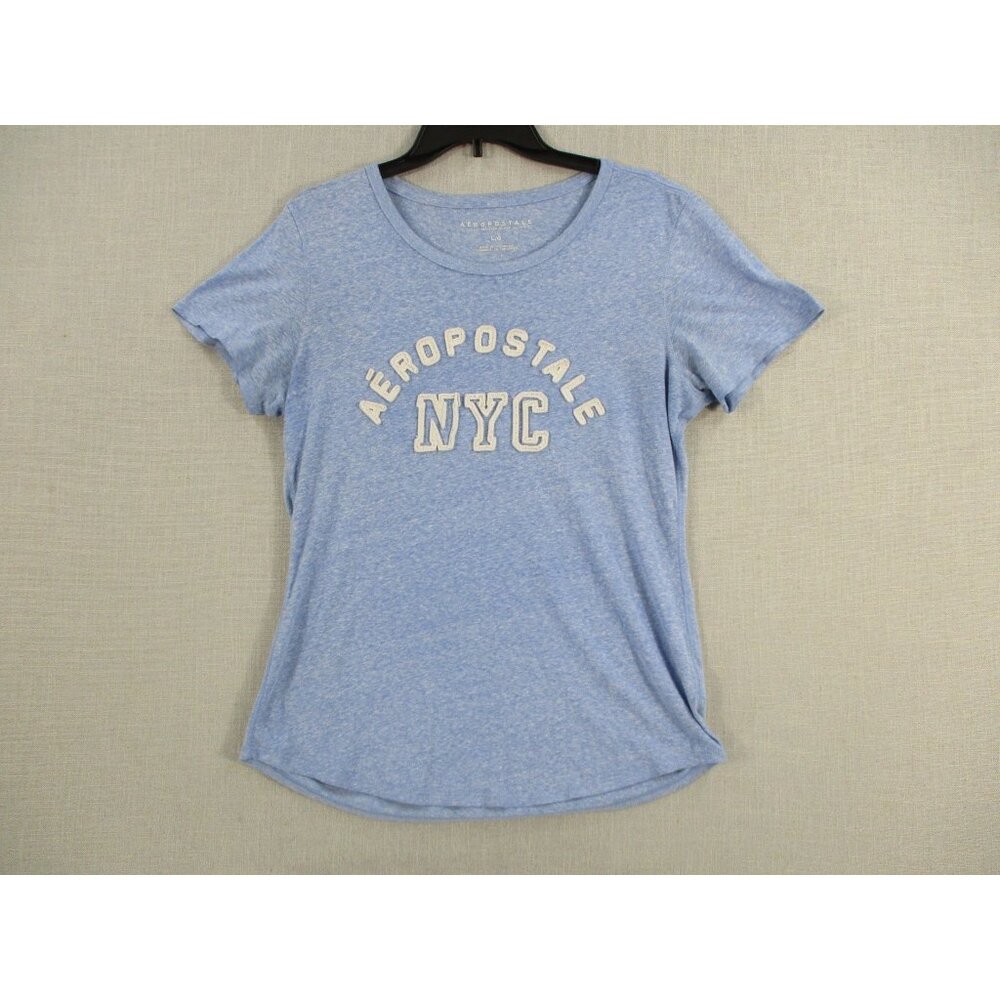 Aeropostale Womens‎ Heathered Blue NYC Graphic T-Shirt Size Large